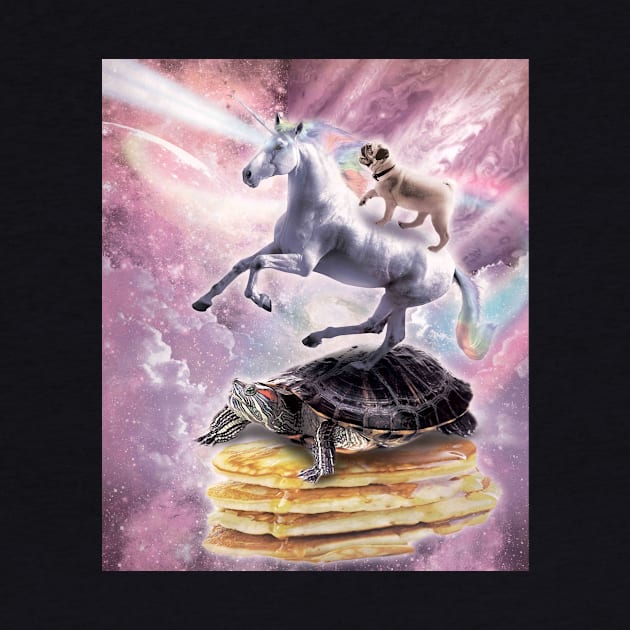 Flying Laser Unicorn Pug On Turtle On Pancakes by Random Galaxy